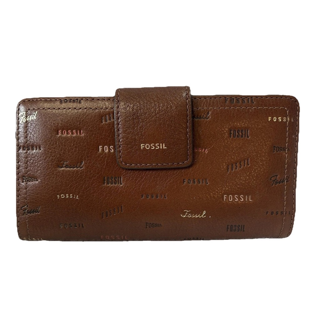 Fossil Logan Zip Around RFID Brown Leather Wallet (SH3)
